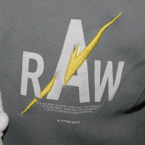 G Star Raw Mens XL Gray Full Zip Hoodie Unaffected Untreated Thunderbolt - Picture 4 of 11